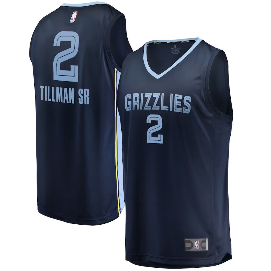 Men Memphis Grizzlies 2 Xavier Tillman Sr. Fanatics Branded Navy Fast Break Replica NBA Jersey